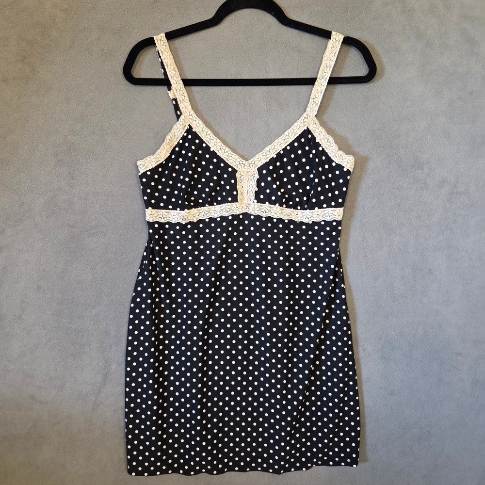 Gilligan & O'Malley Babydoll Polka Dot Slip Dress Women's Small Lace Coquette
